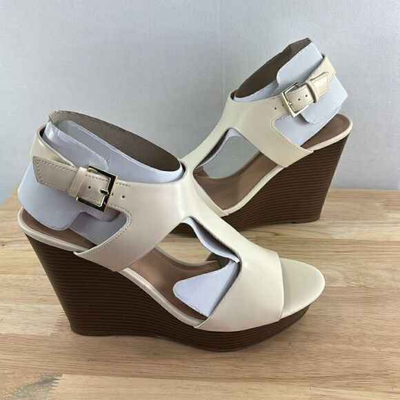 I.N.C. International Concepts Valleri Wedge Sandals- Ivory Smooth- Size 10.5 NIB - Picture 5 of 8